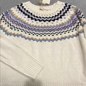 Chic Fair Isle Patterned Sweater in Cream